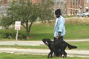 A man with a dog